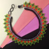 Handmade Green Black Beaded Choker Necklace - Image 2