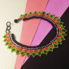 Handmade Green Black Beaded Choker Necklace - Image 3