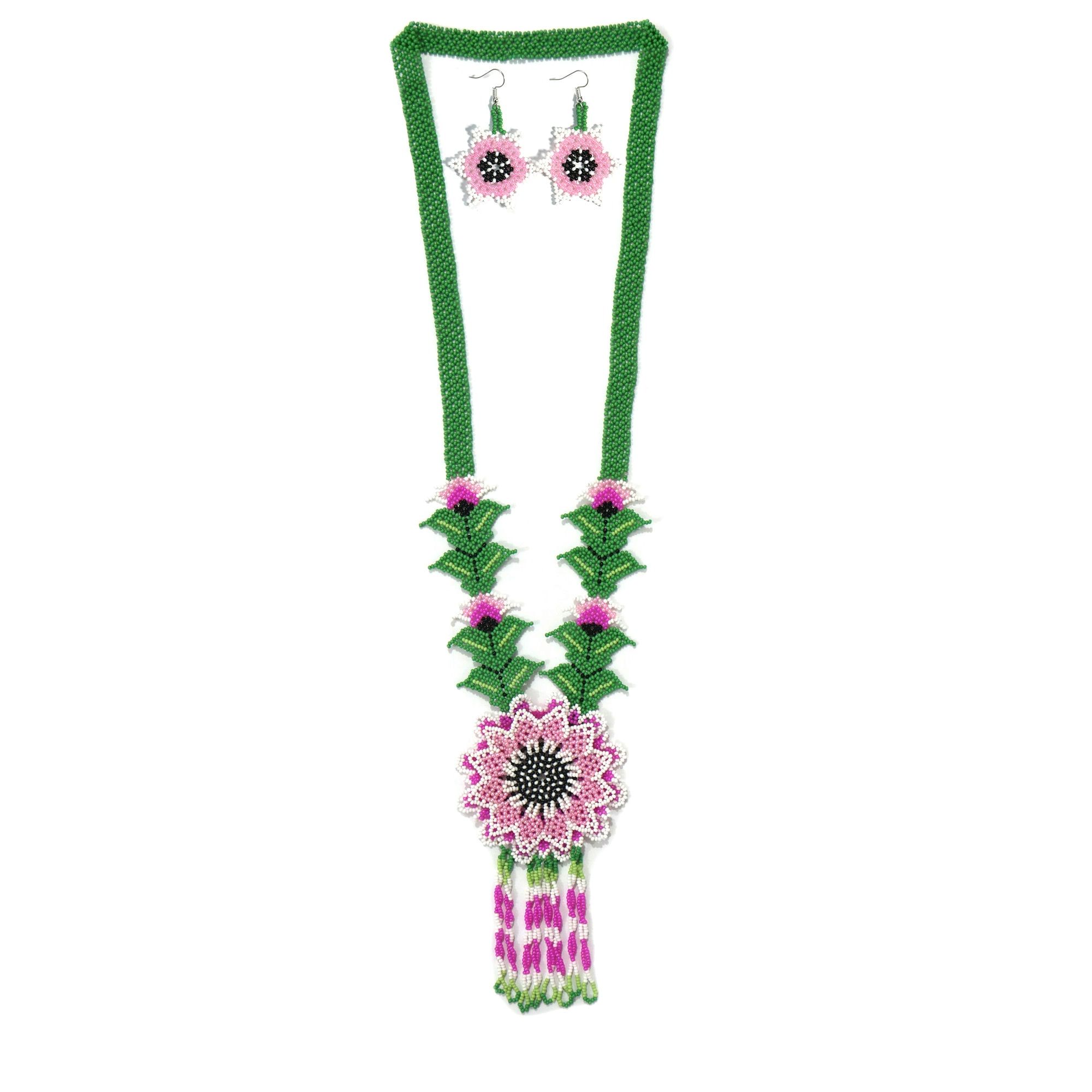 thumbnail image 2 of Handmade Native Style Beaded Long Post Earrings - Blue Red Glass Beads On Brass - E60/65 2 of 4