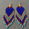 Handmade Blue Beaded Earrings - Image 2