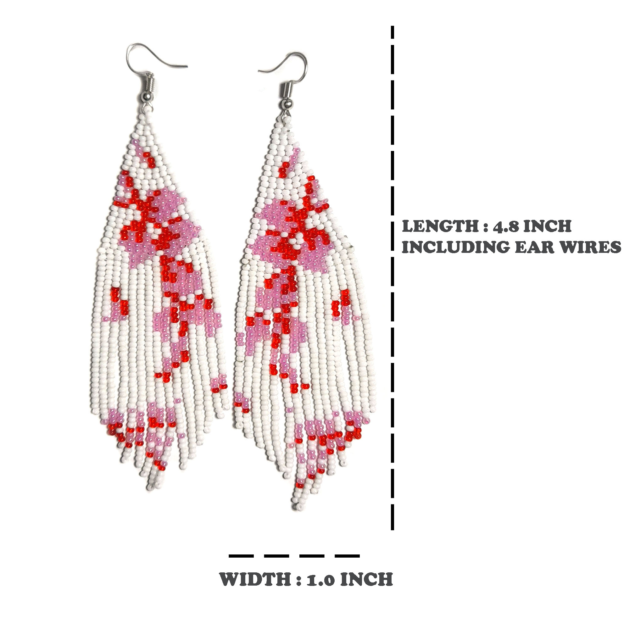 Handmade beaded native american style glass seed bead earrings Q8-SO75 ...