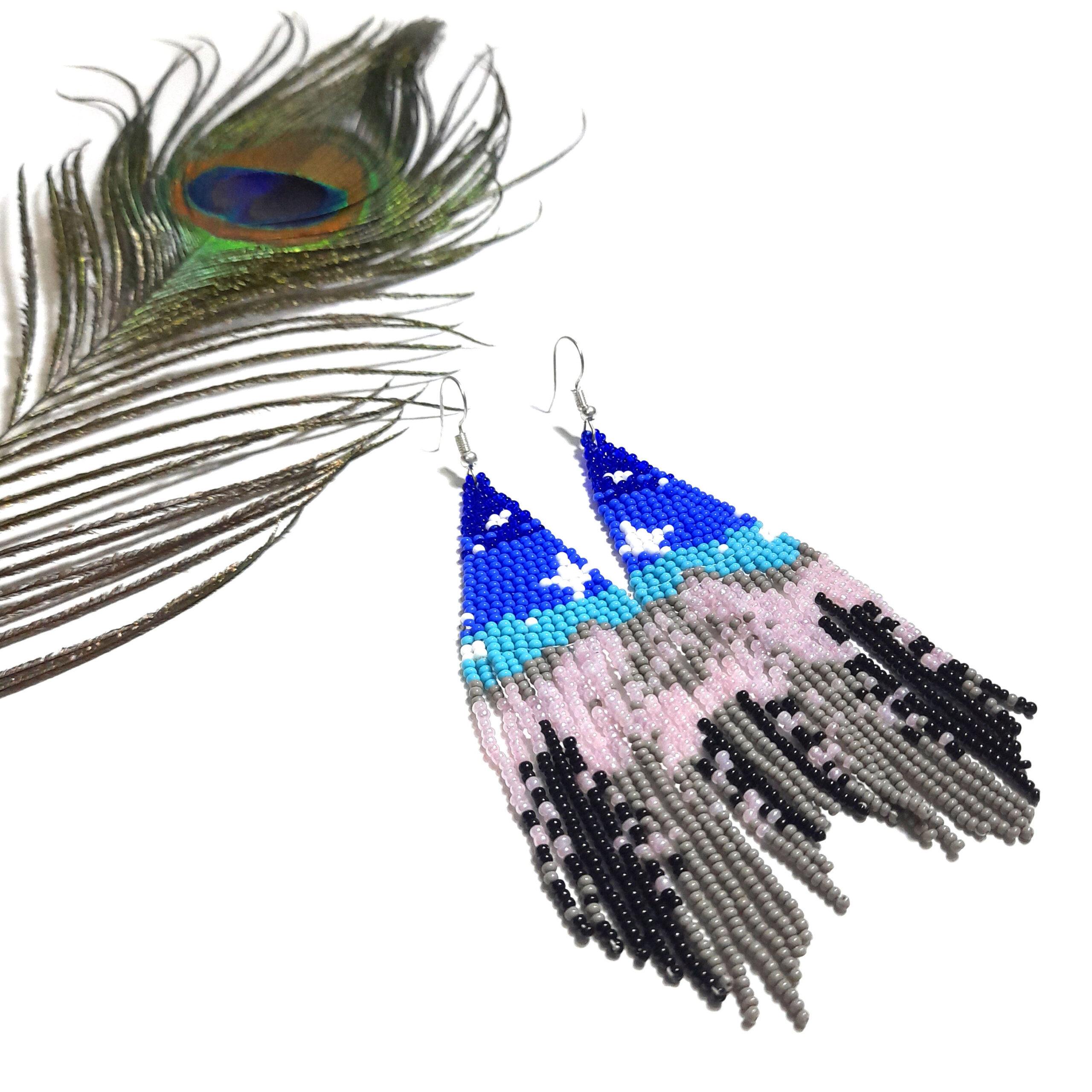 Handmade beaded native american style glass seed bead earrings VH-X9XV ...