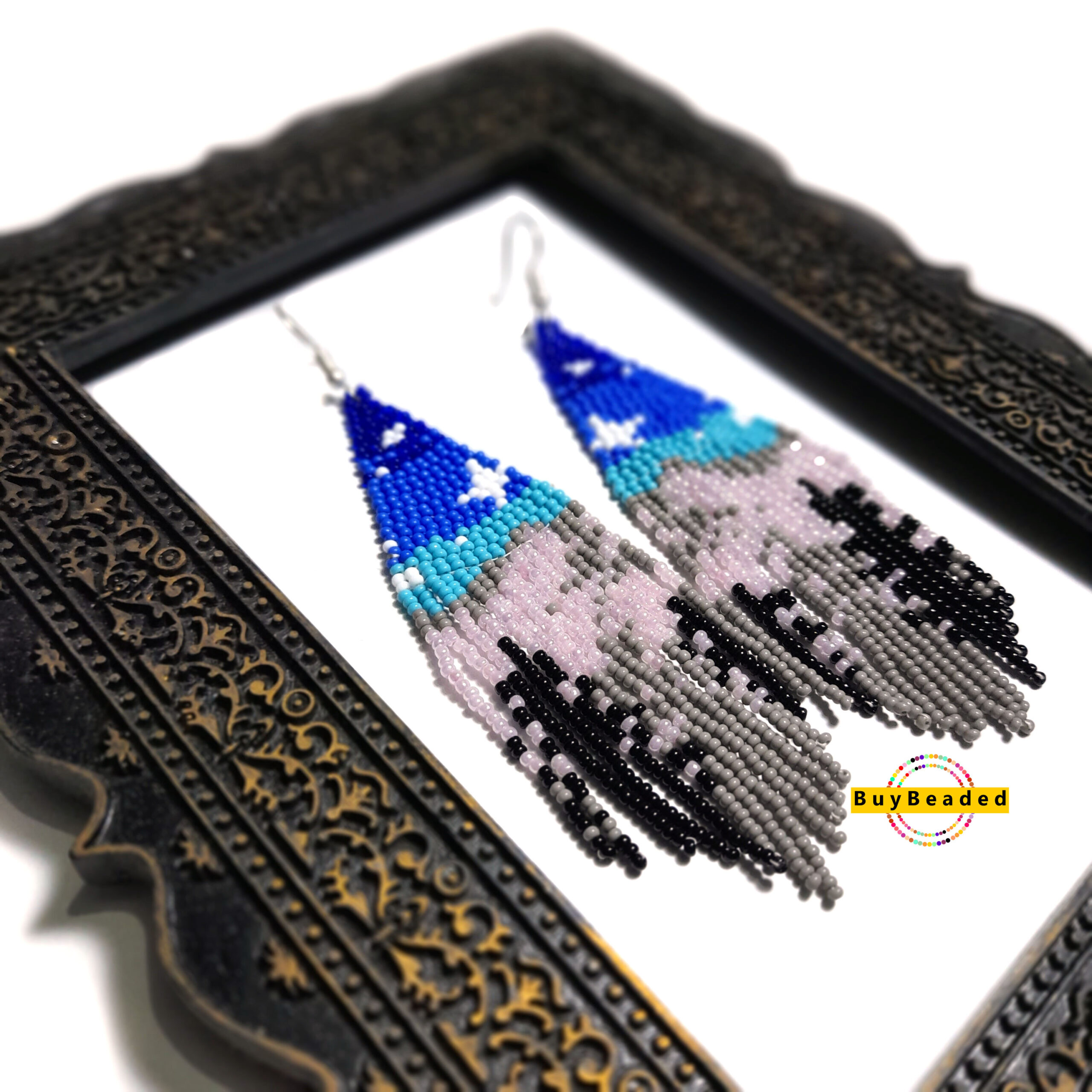 Handmade beaded native american style glass seed bead earrings VH-X9XV ...