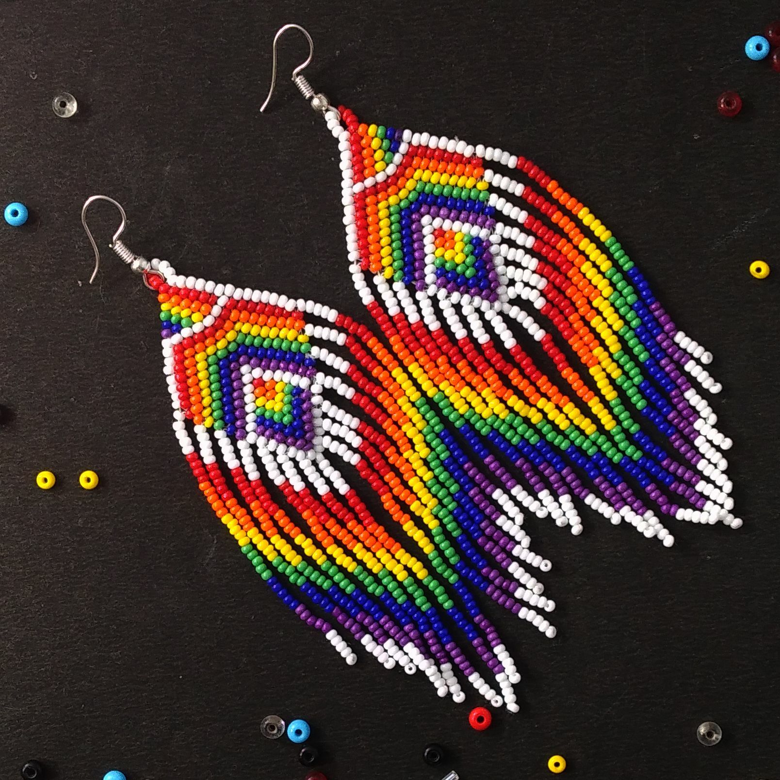 Handmade Native American Style Beaded Earrings - Image 2