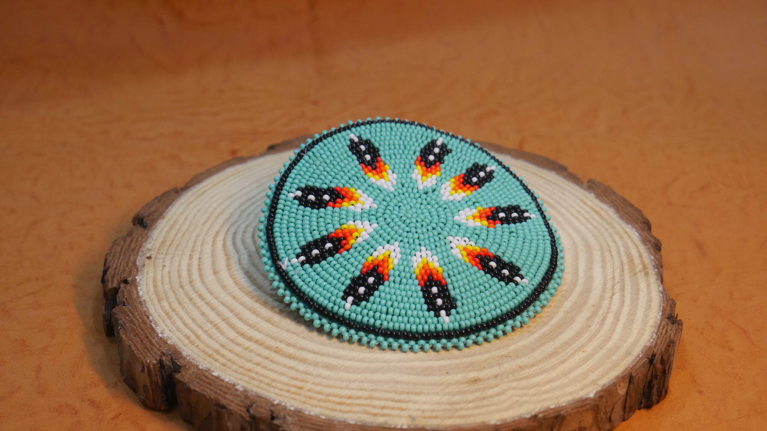 White Native American Style Beaded Hair Clip Seed Beads Barrette (turquoise)