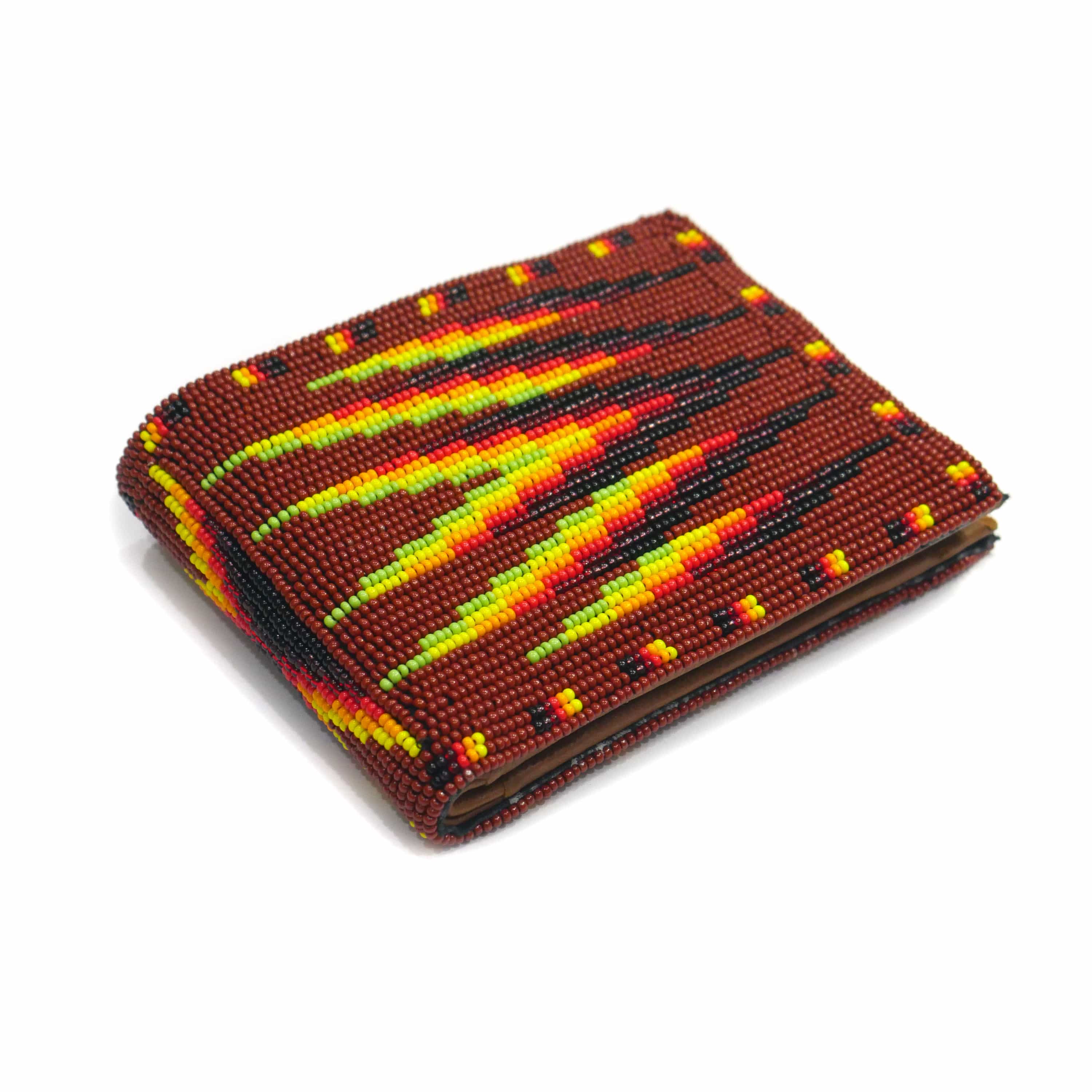 Handmade Native American Seed beads Beaded Genuine Leather Wallet (Brown  )