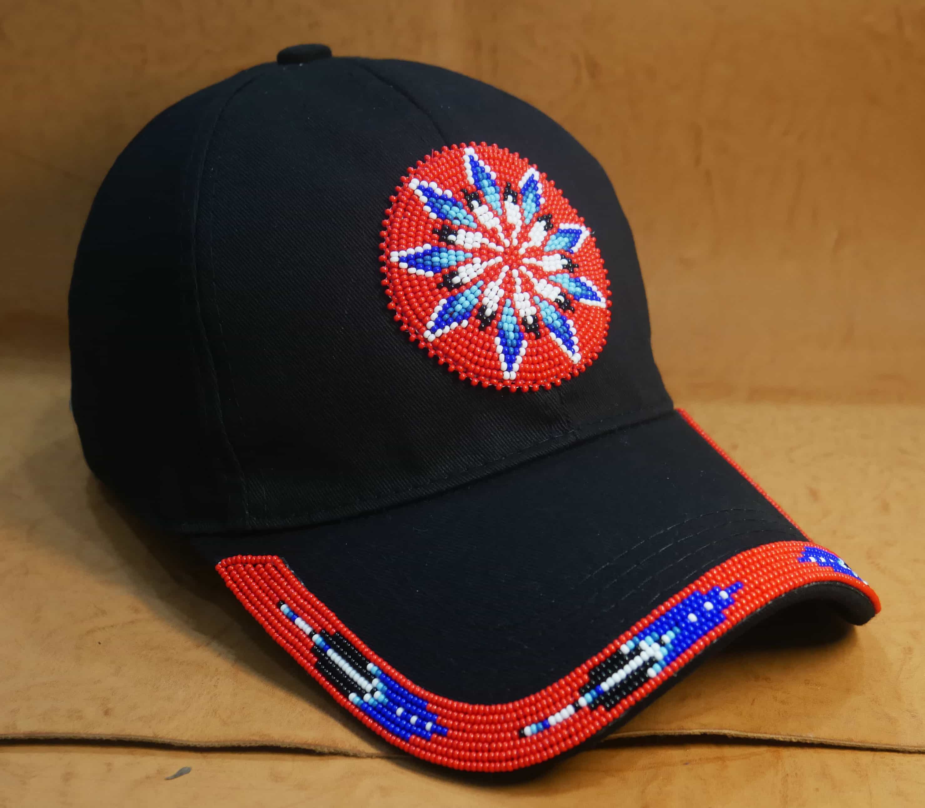 Native American Beaded cap | Beaded Baseball cap| Beaded Hat | Beaded Trucker HAT | Cap for Men | caps for Women Red Star