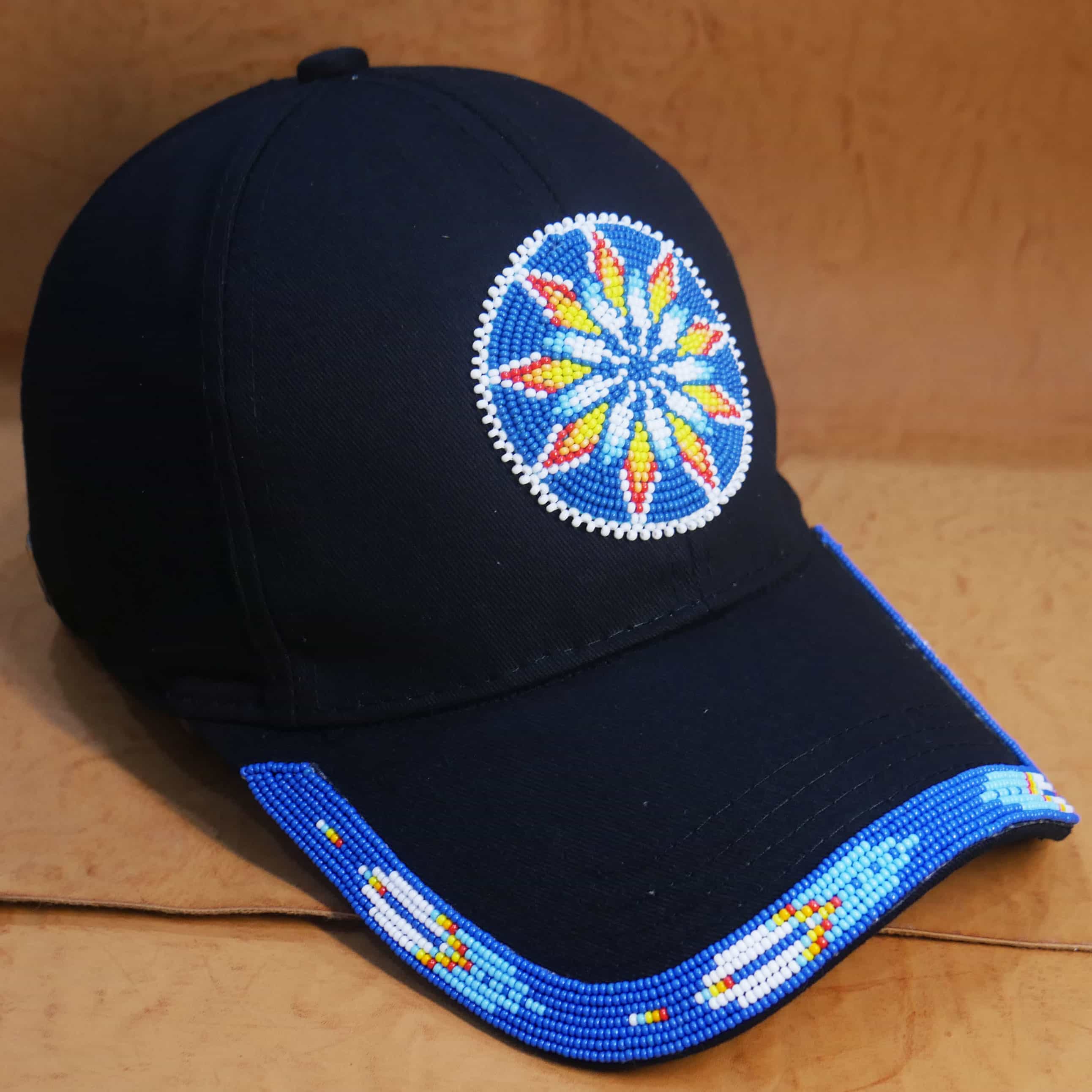 Native American Beaded cap | Beaded Baseball cap| Beaded Hat | Beaded Trucker HAT | Cap for Men | caps for Women Blue Star