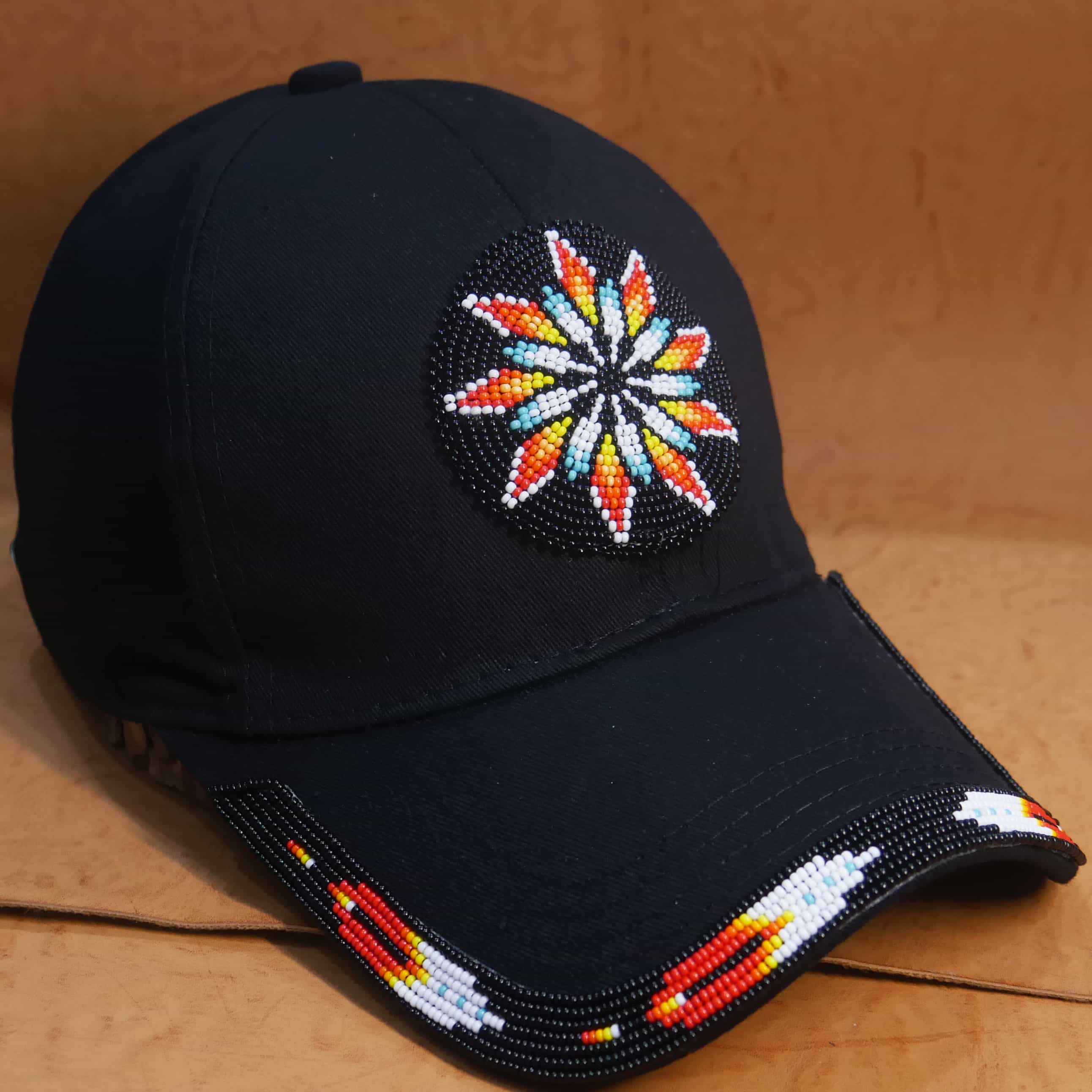 Native American Beaded cap | Beaded Baseball cap| Beaded Hat | Beaded Trucker HAT | Cap for Men | caps for Women Black Star