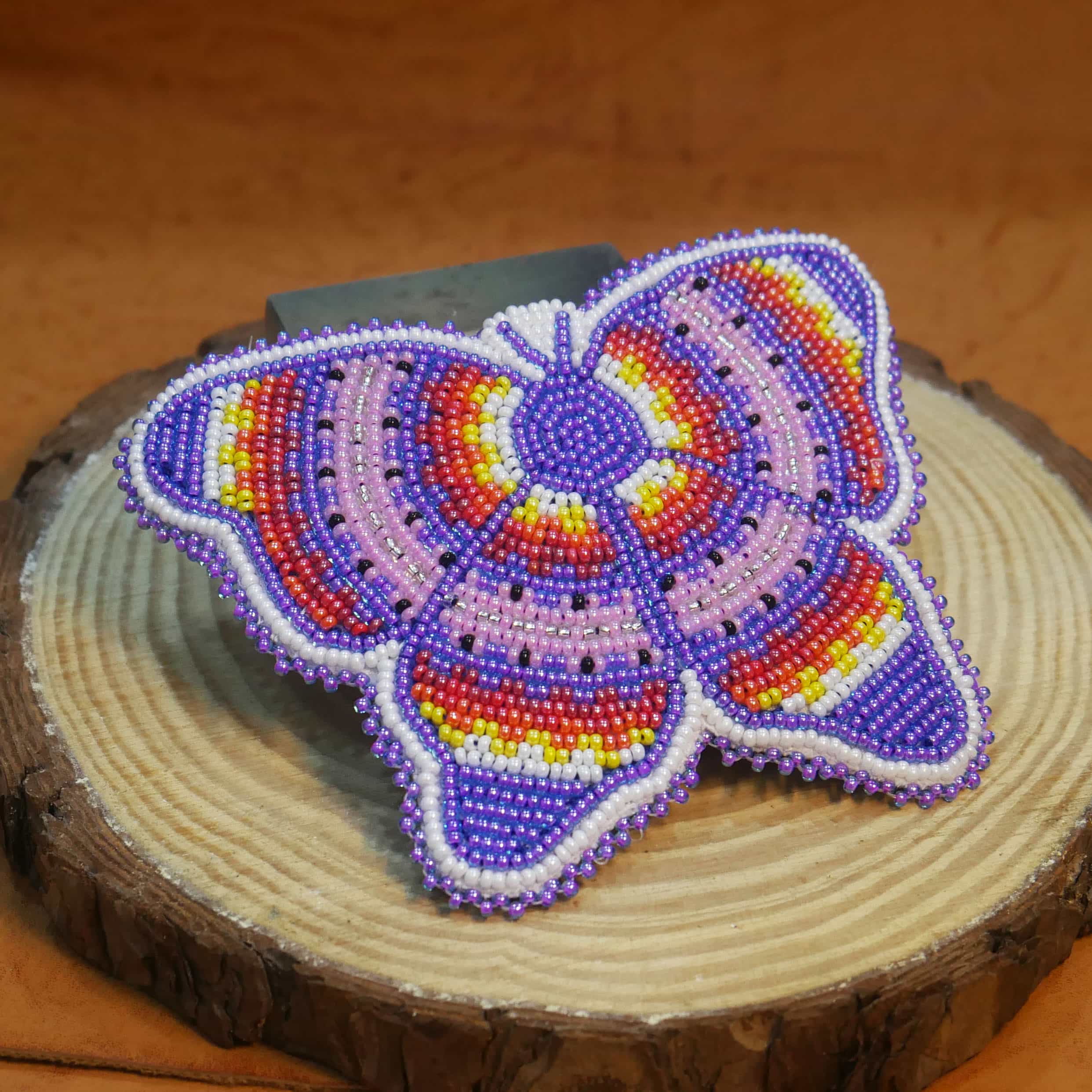 Native American Style Beaded Hair Clip Seed Beads Barrette (Purple )