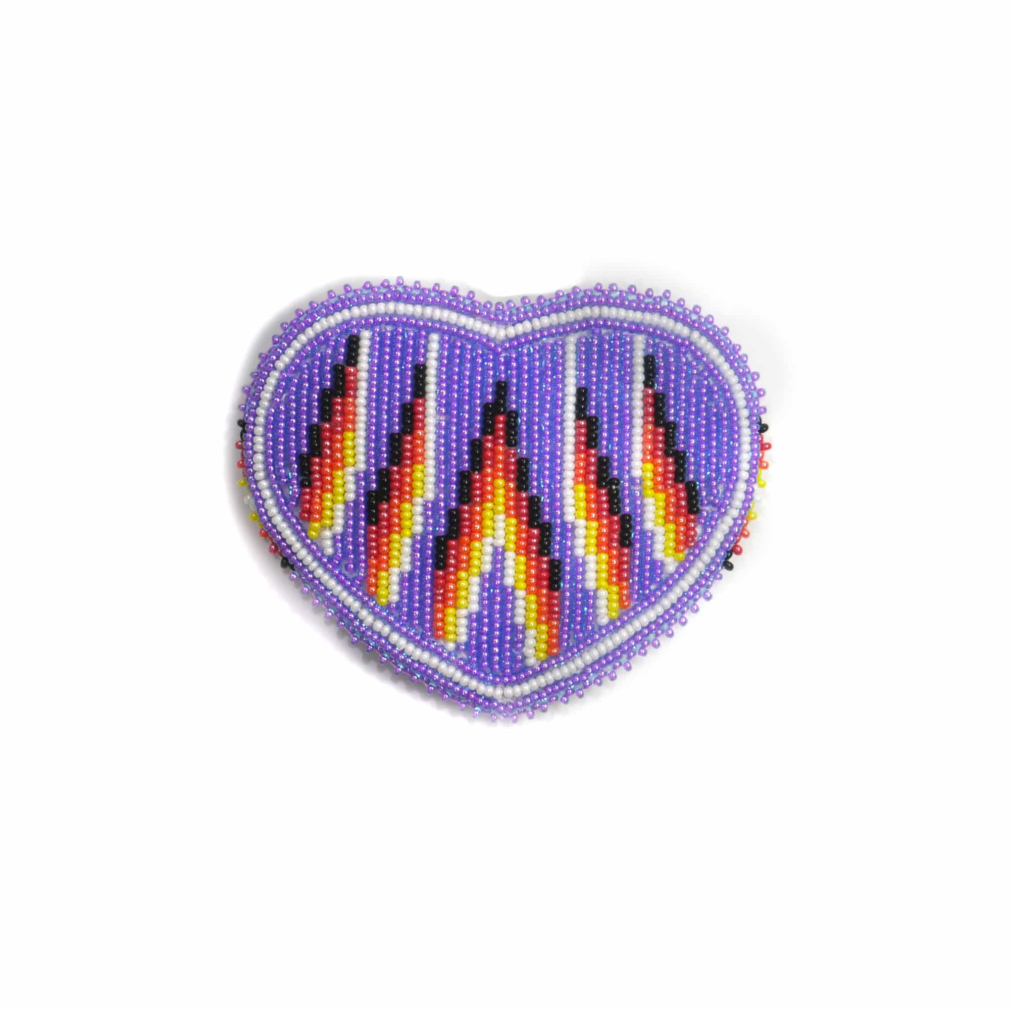 White Native American Style Beaded Hair Clip Seed Beads Barrette (Purple Heart)