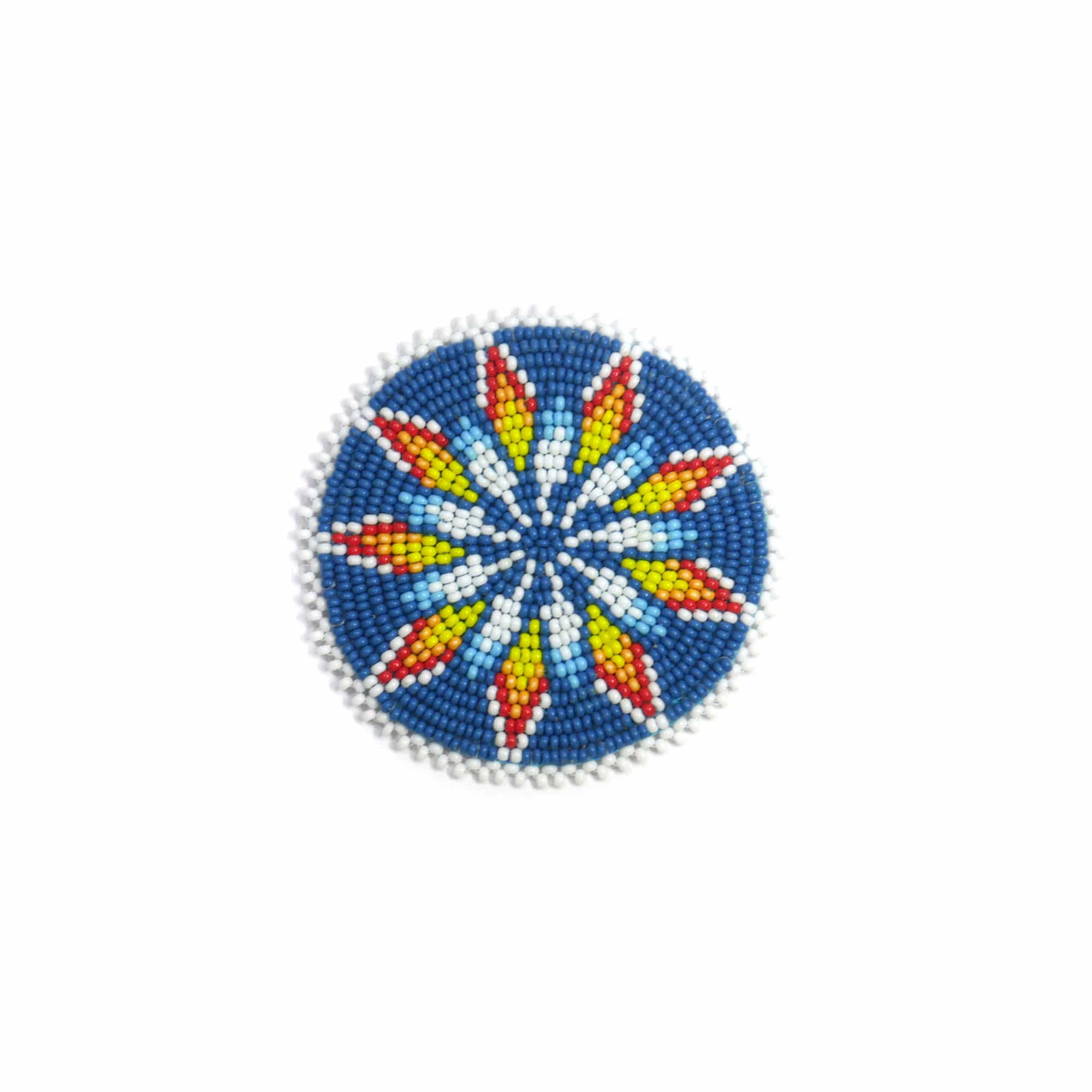 2.5 inch Navy Blue star seed bead Rosette beaded patch, medallion, rosette applique