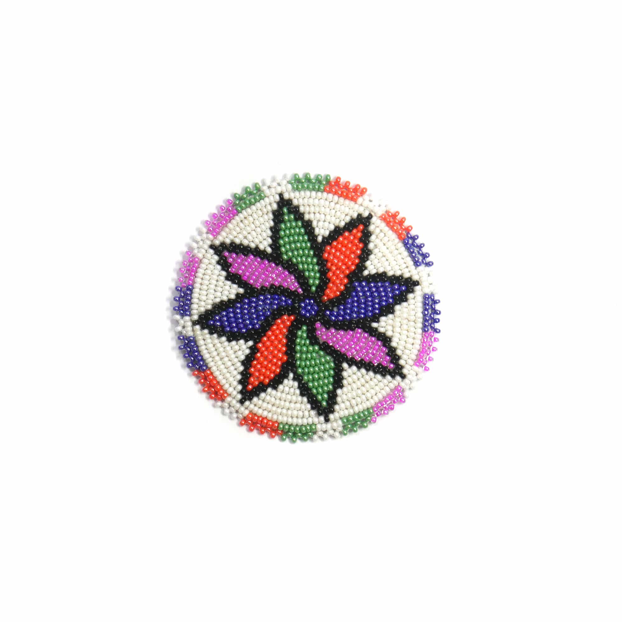 3.0 inch Cream Floral seed bead Rosette beaded patch, medallion, rosette applique