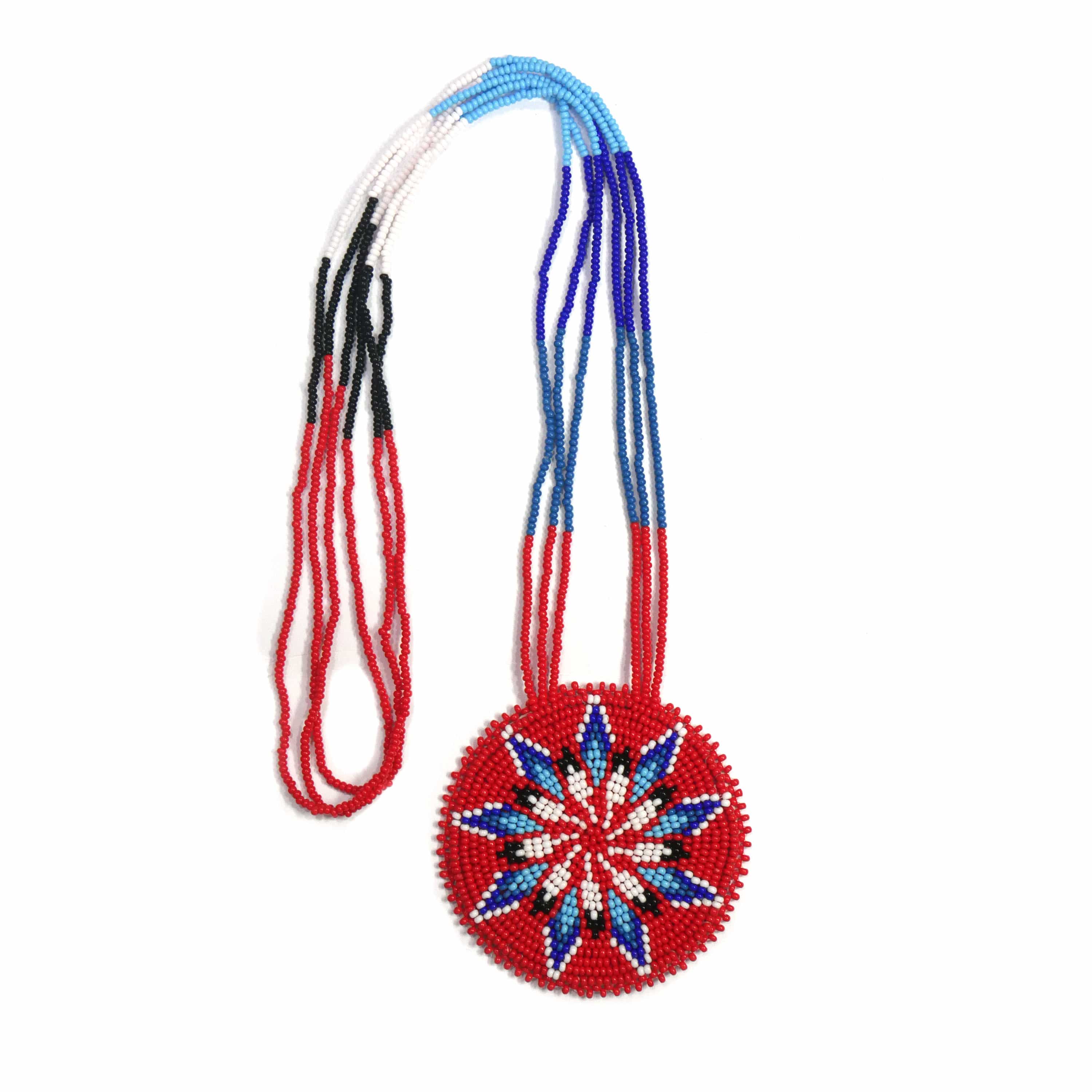 Native American Beaded Medallion Necklace ( Red Star )