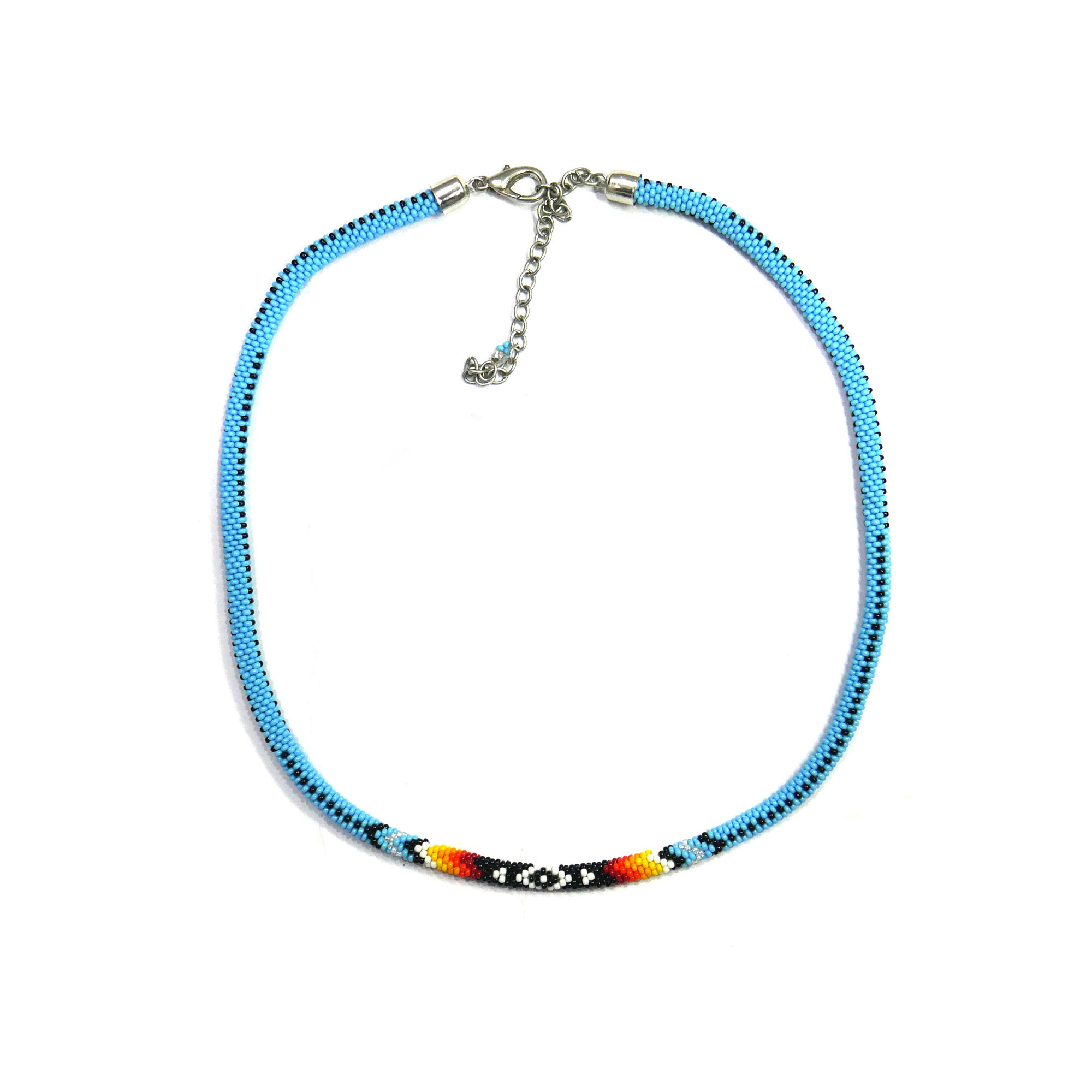 Native American Beaded Crochet Rope Necklace With Matching Earring