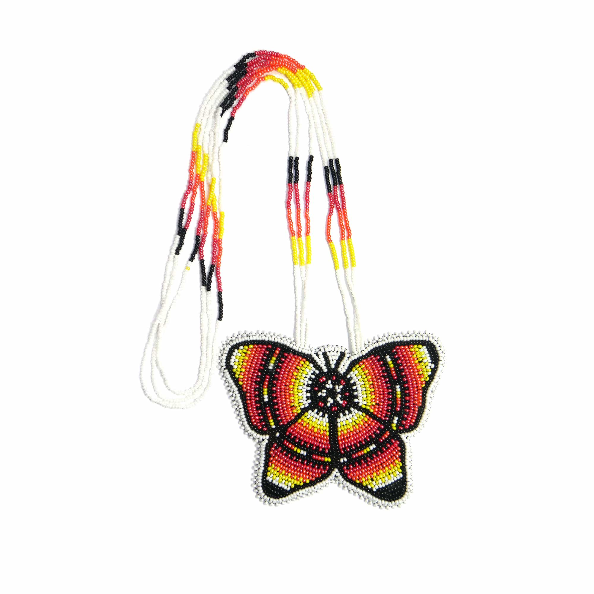 Native American Beaded Medallion Necklace ( Black Butterfly )