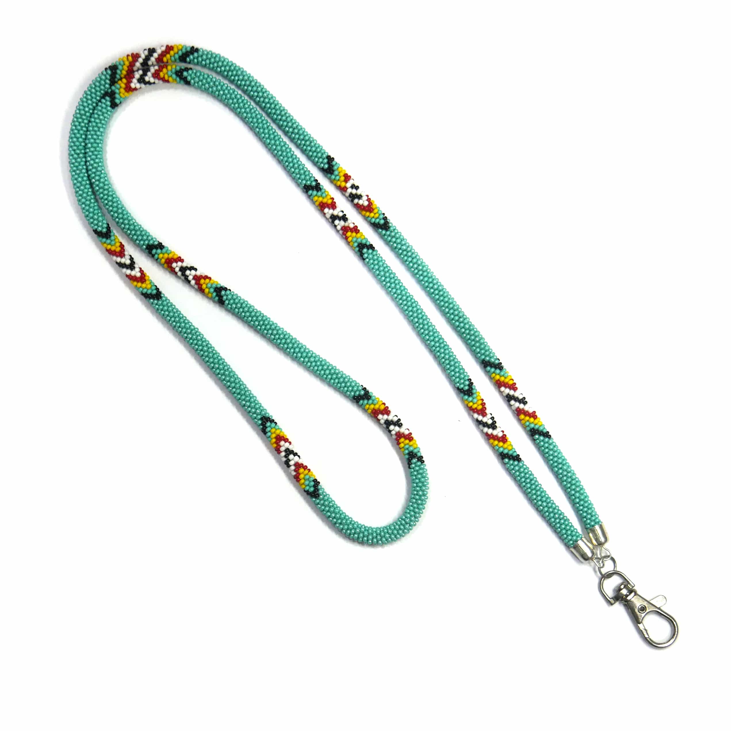 Turquoise Handmade Native American Green Beaded Crochet Rope Id Holder