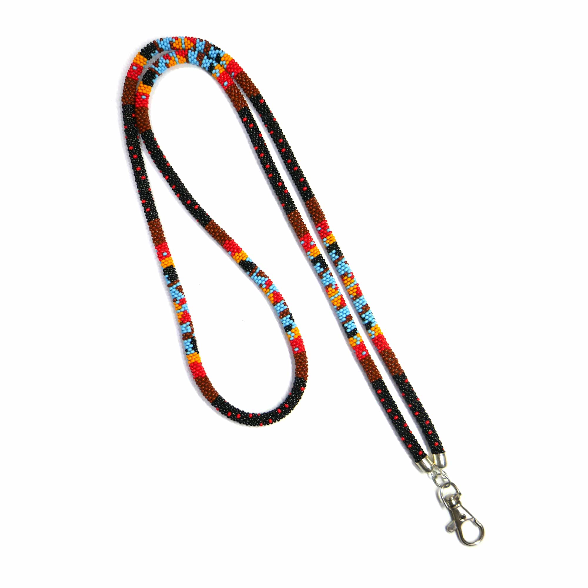 Black & Brown Handmade Native American Green Beaded Crochet Rope Id Holder