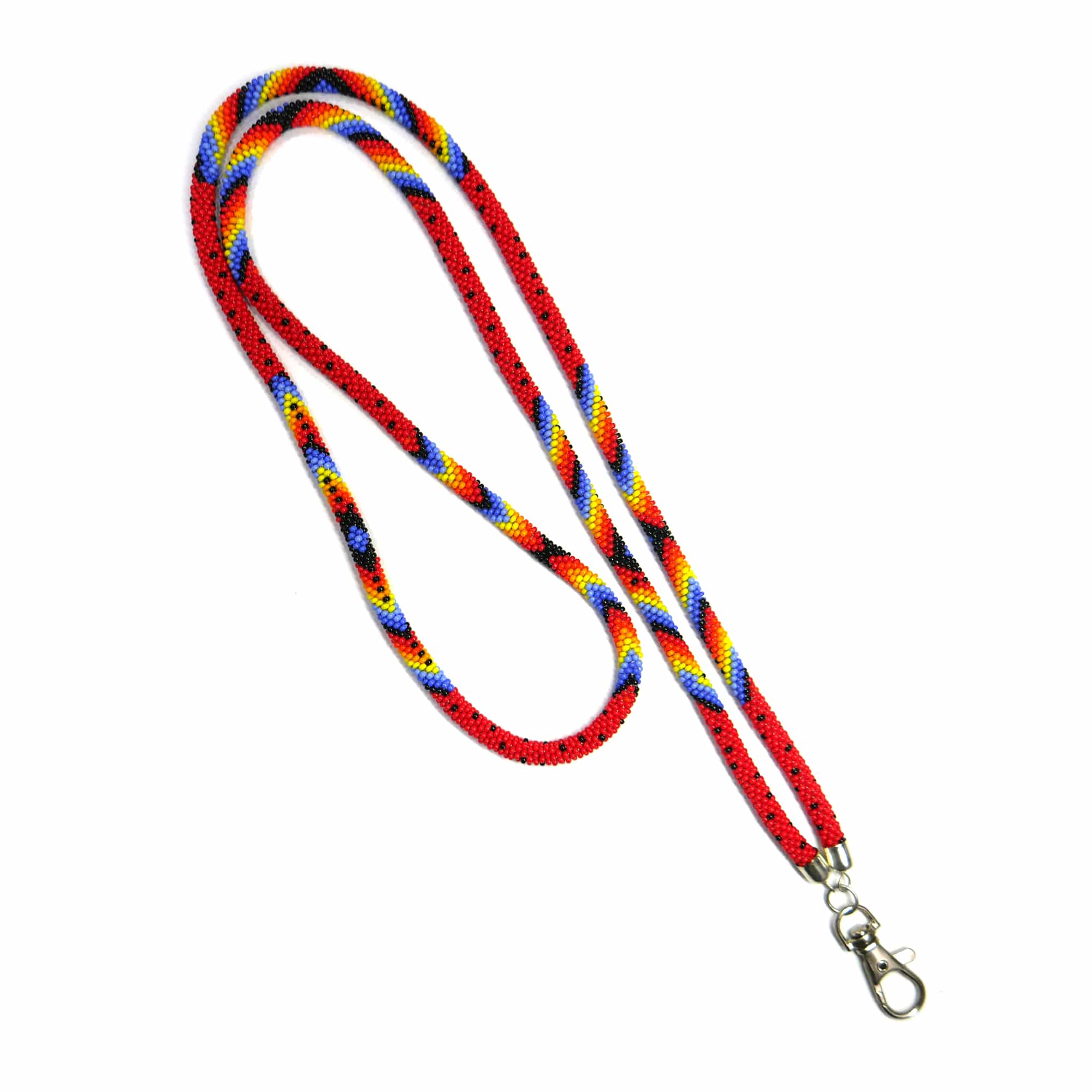 Red Multi Handmade Native American Green Beaded Crochet Rope Id Holder (Copy)