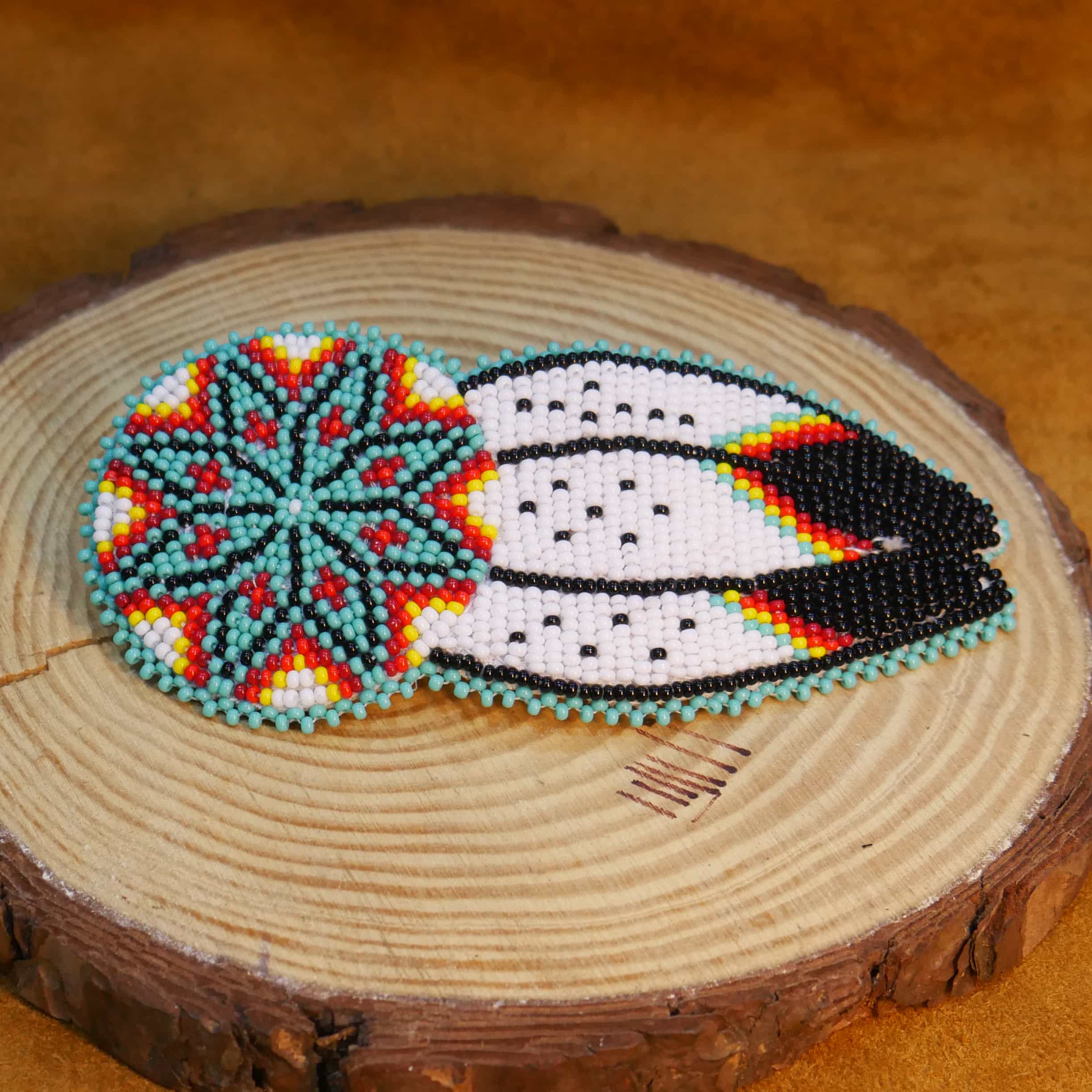 Native American Style Beaded Hair Clip Seed Beads Barrette (Turquoise & Black )