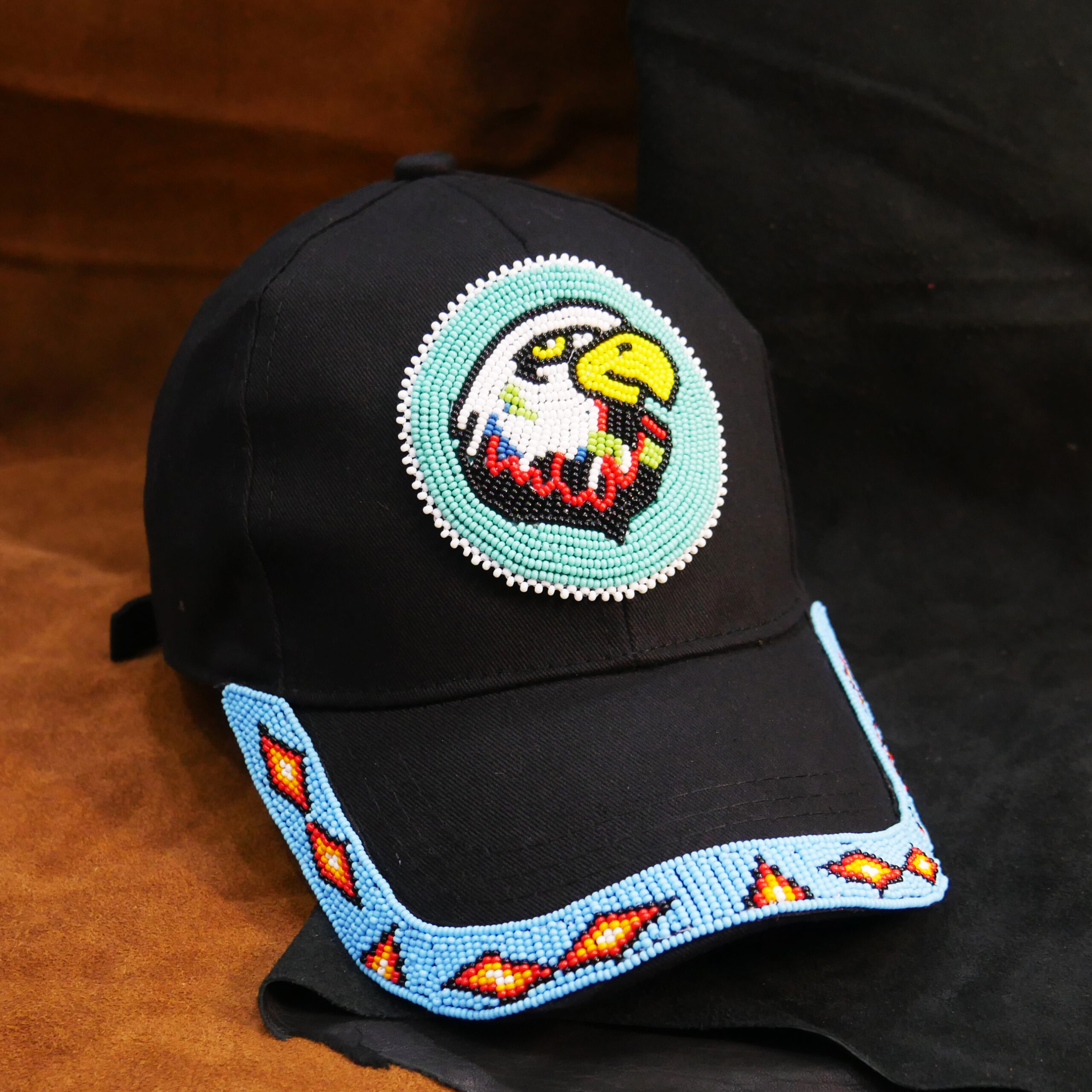 Native American Beaded cap | Beaded Baseball cap| Beaded Hat | Beaded Trucker HAT | Cap for Men | caps for Women Turquoise Eagle