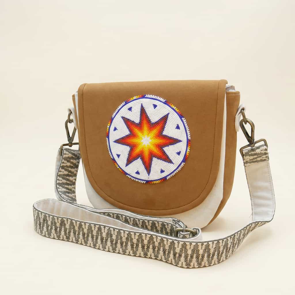 Native American Southwest Canvas Tote bag Crossbody tote bag (Goldenrod White morning star )