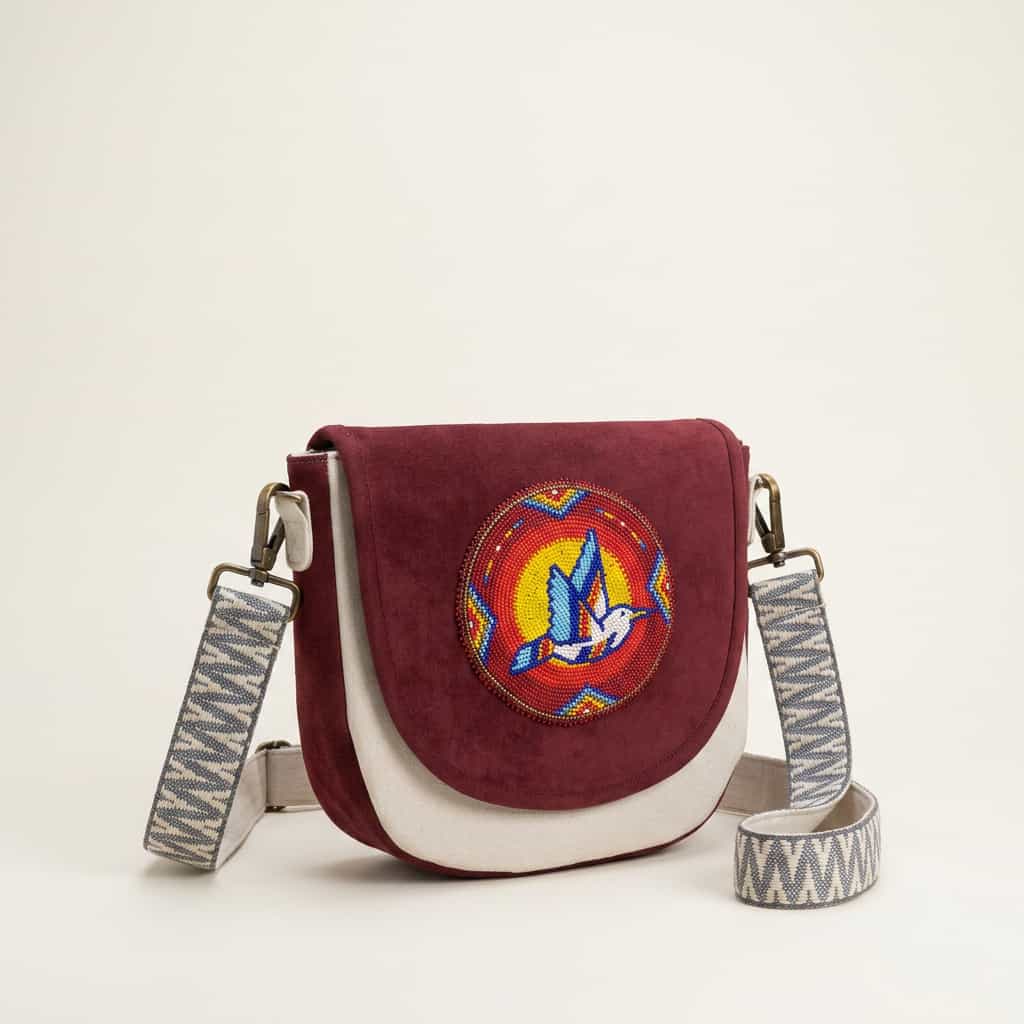 Native American Southwest Canvas Tote bag Crossbody tote bag (Red Cherry Bird)