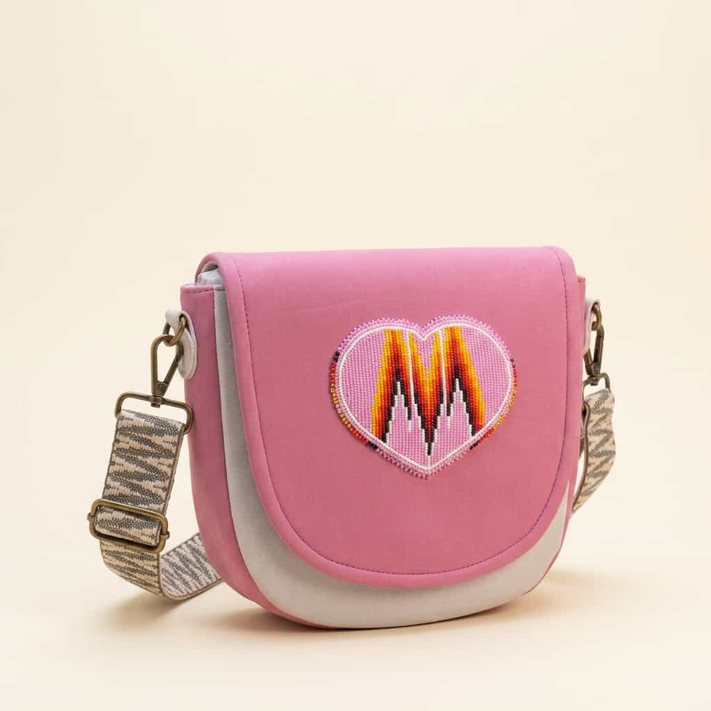 Native American Southwest Canvas Tote bag Crossbody tote bag (Baby Pink Heart)