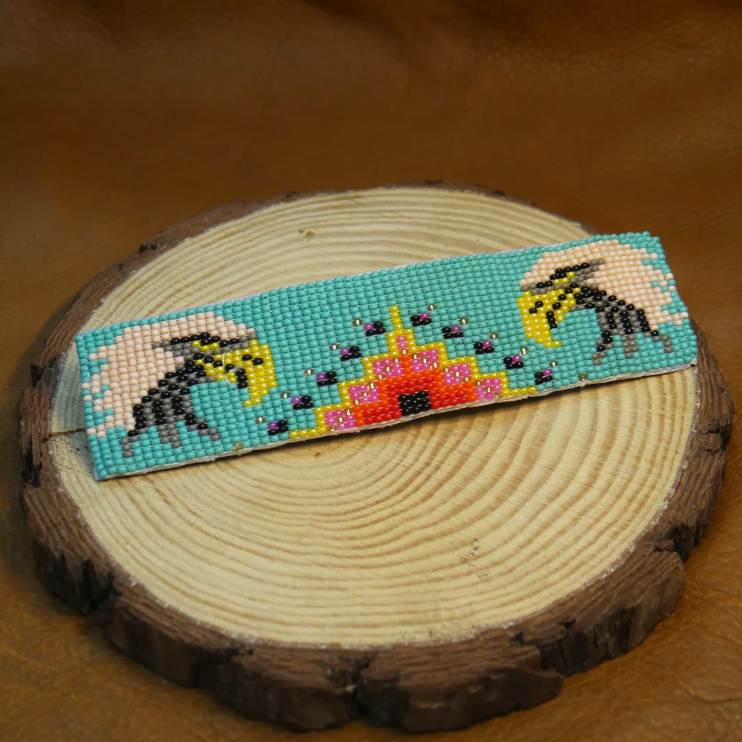 Native American Style Beaded Hair Clip Seed Beads Barrette (Turquoise Eagle)