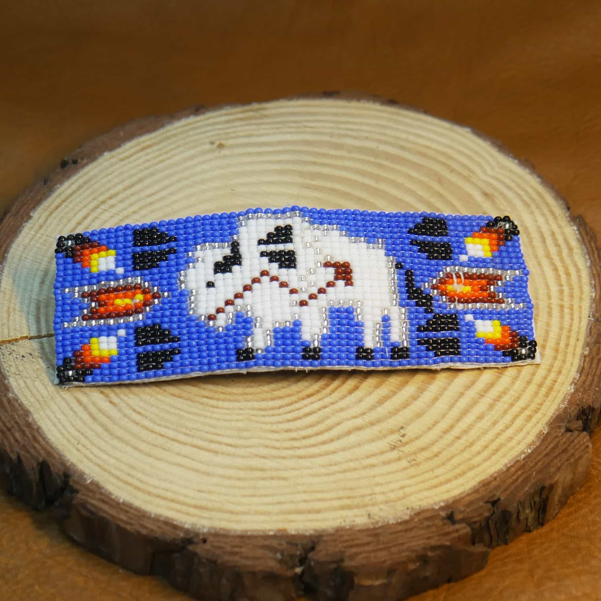Native American Style Beaded Hair Clip Seed Beads Barrette (Bison Lavender Blue)