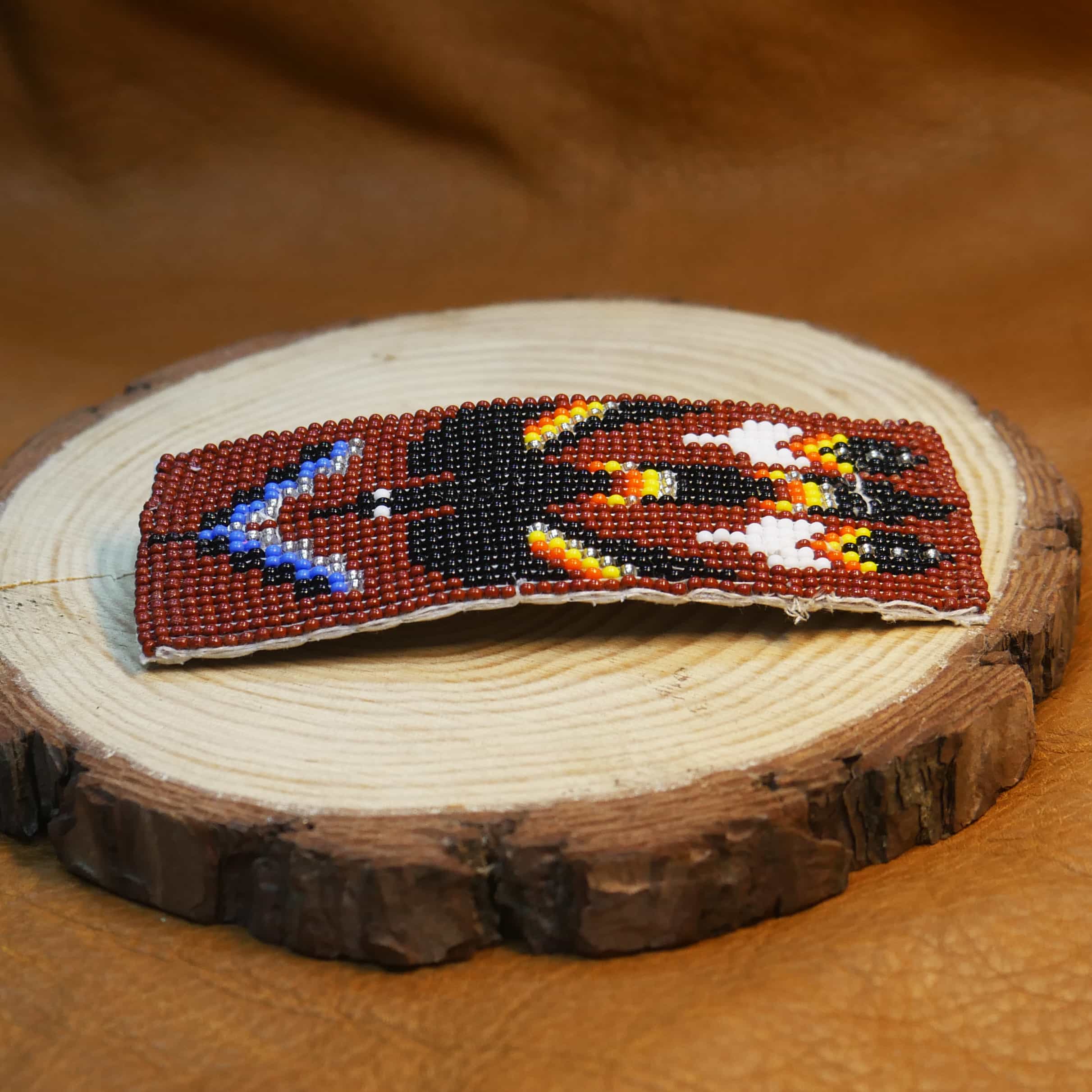 Native American Style Beaded Hair Clip Seed Beads Barrette (Brown Thunderbird)
