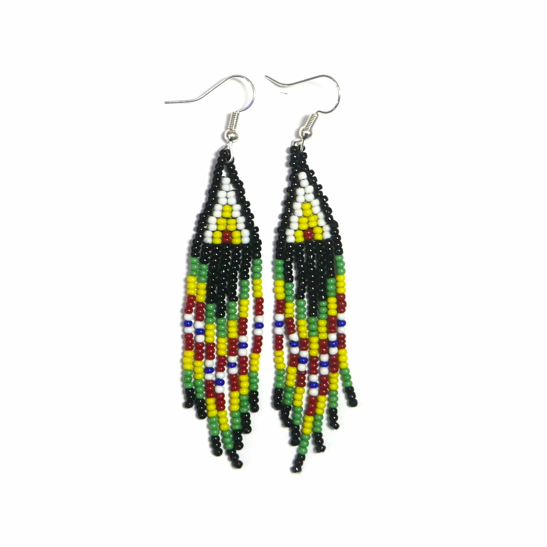 Green Floral Flower beaded Id Holder with matching Beaded Earrings - Image 2