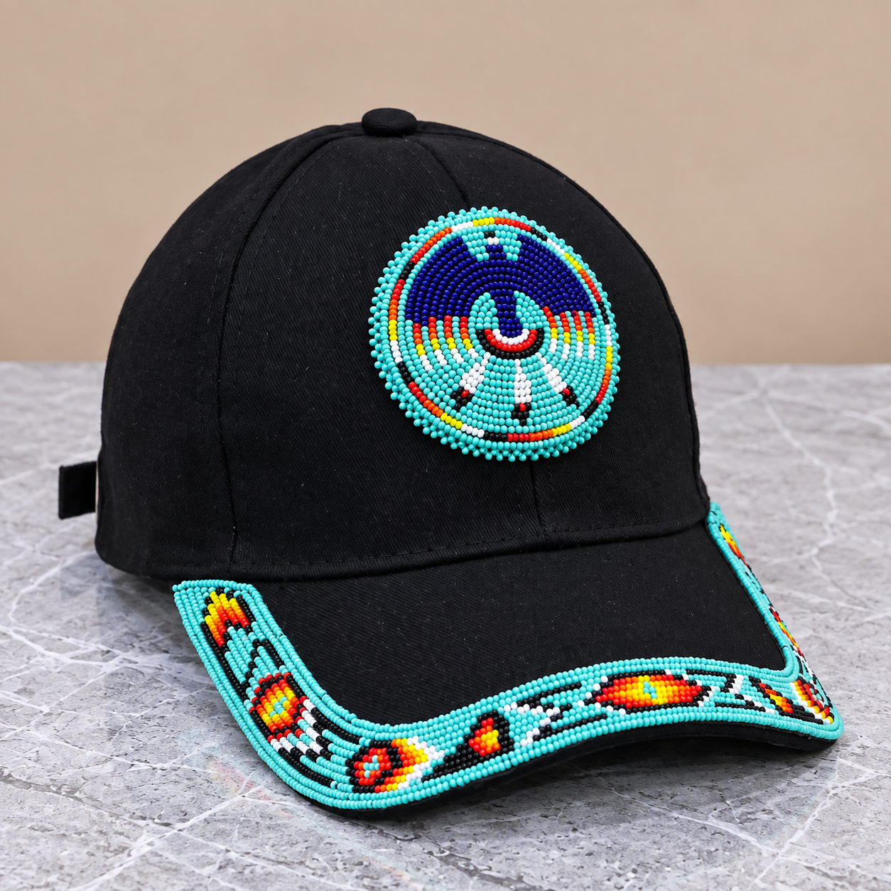 Native American Beaded cap | Beaded Baseball cap| Beaded Hat | Beaded Trucker HAT | Cap for Men | caps for Women Turquoise Eagle